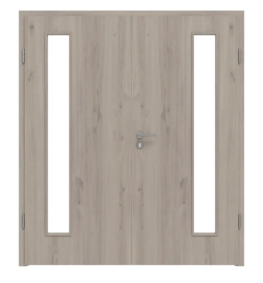 WESTAG drzwi dwuskrzydłowe Sala dąb Ei 443 Portalit CPL z przeszkleniem LA-1B po stronie zawiasów w zestawie z ościeżnicą