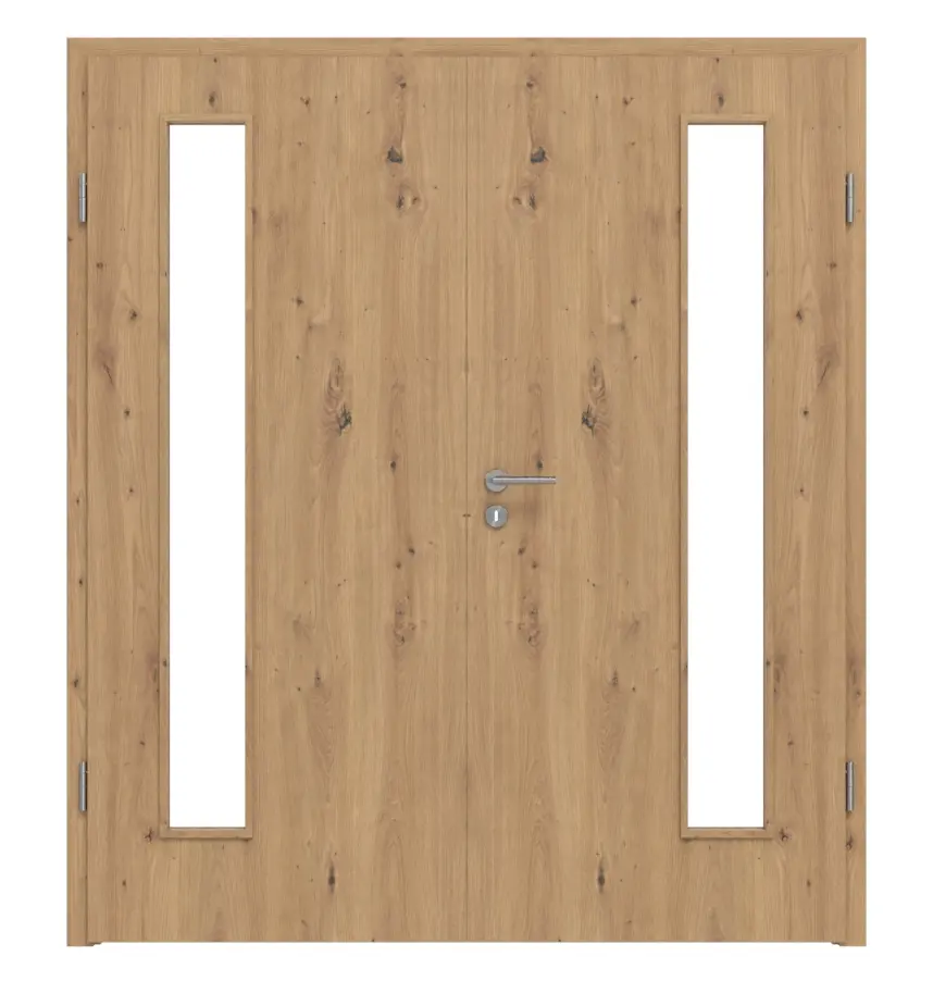 WESTAG drzwi dwuskrzydłowe Artis dąb Ei 793 Portalit CPL z przeszkleniem LA-1B po stronie zawiasów wraz z ościeżnicą