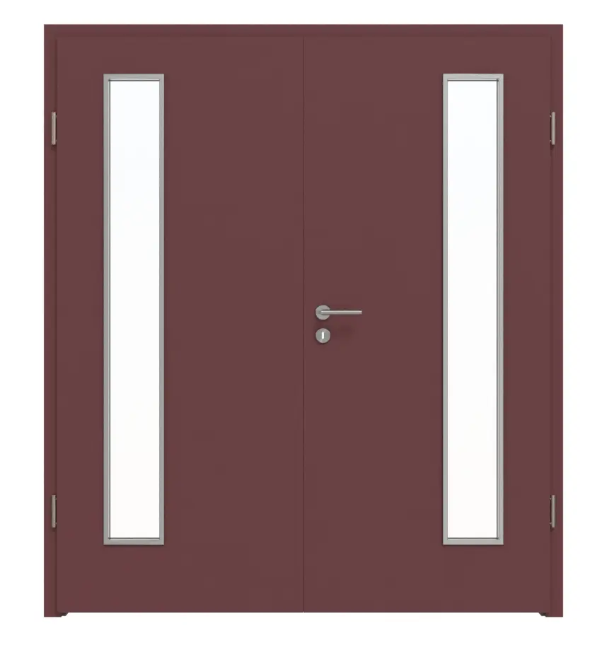 WESTAG drzwi 2-skrzydłowe Rosso Jaipur FX 0751 FENIX NTM z przeszkleniem LA-1B po stronie zawiasów z ościeżnicą