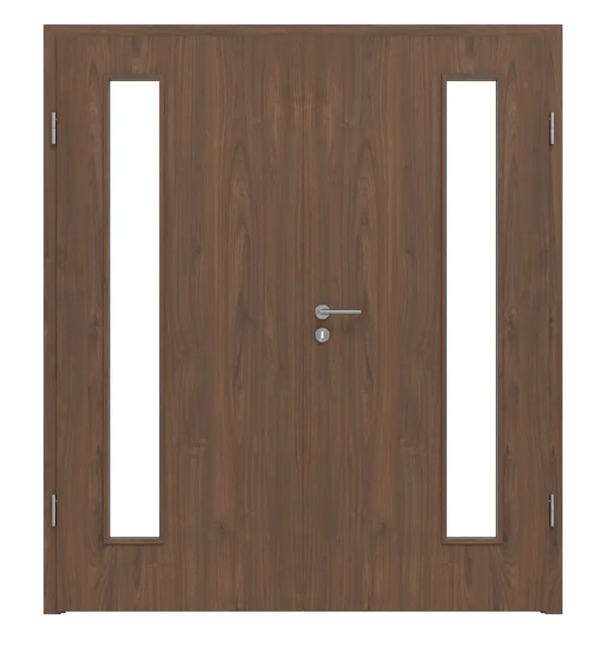 WESTAG drzwi dwuskrzydłowe orzech włoski Trentino NU 717 Portalit CPL z przeszkleniem LA-1B po stronie zawiasów z ościeżnicą
