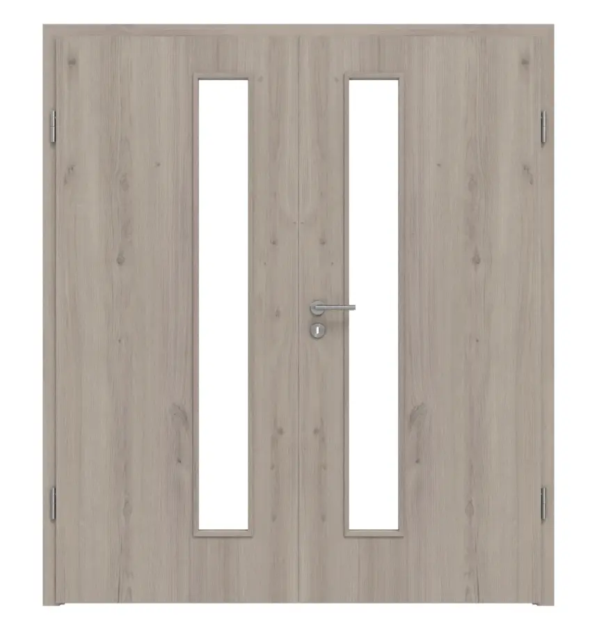 WESTAG drzwi dwuskrzydłowe Sala dąb Ei 443 Portalit CPL z przeszkleniem LA-1D od strony zamka w zestawie z ościeżnicą