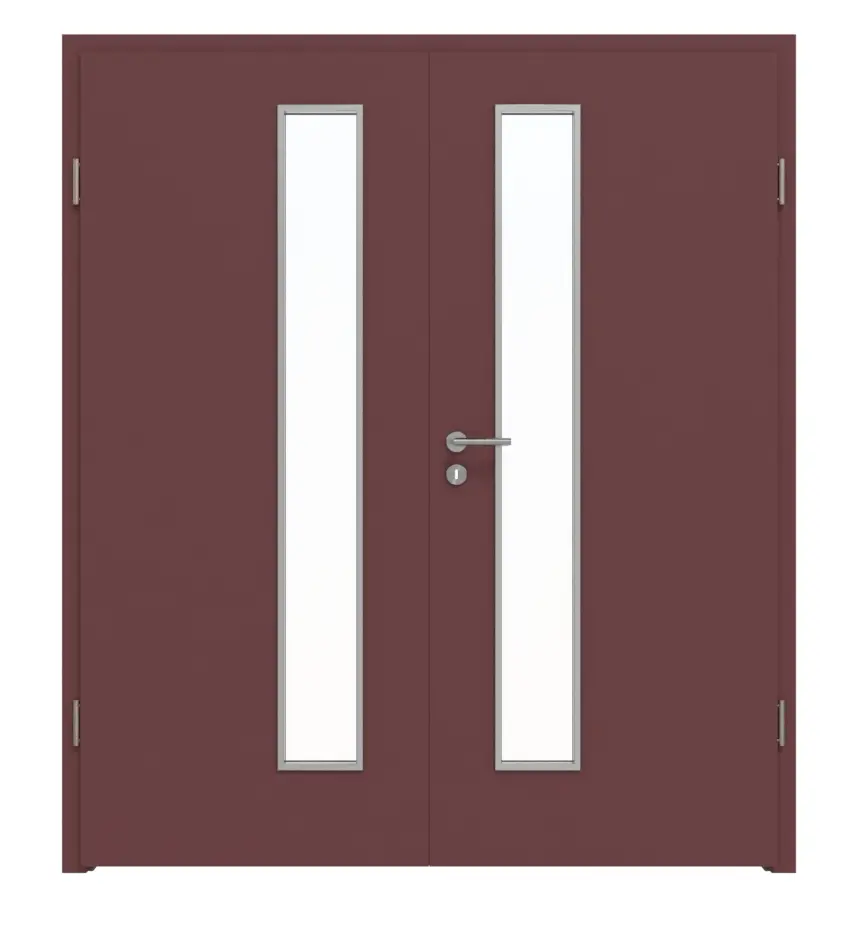 WESTAG drzwi dwuskrzydłowe Rosso Jaipur FX 0751 FENIX NTM z przeszkleniem LA-1D od strony zamka z ościeżnicą