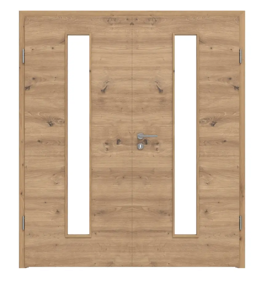 WESTAG drzwi dwuskrzydłowe Artis dąb Cross EiC 793 Portalit CPL z przeszkleniem LA-1 na środku z ościeżnicą