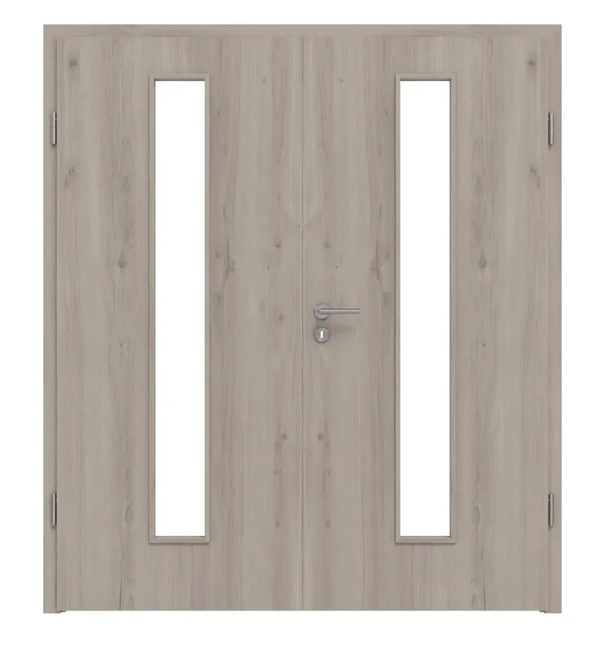 WESTAG drzwi dwuskrzydłowe Sala dąb Ei 443 Portalit CPL z przeszkleniem LA-1 na środku z ościeżnicą