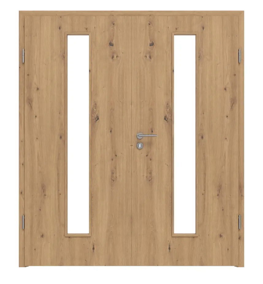 WESTAG drzwi 2-skrzydłowe Artis dąb Ei 793 Portalit CPL z przeszkleniem LA-1 na środku w zestawie z ościeżnicą