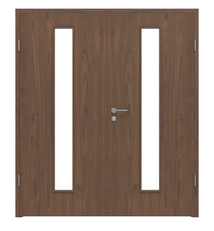 WESTAG drzwi 2-skrzydłowe orzech włoski Trentino NU 717 Portalit CPL z przeszkleniem LA-1 na środku z ościeżnicą