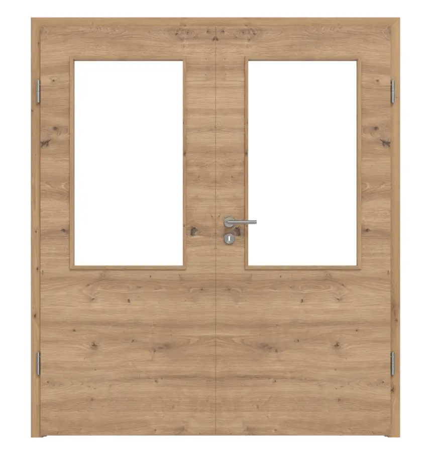 WESTAG drzwi dwuskrzydłowe Artis dąb Cross EiC 793 Portalit CPL z przeszkleniem LA-100 w zestawie z ościeżnicą