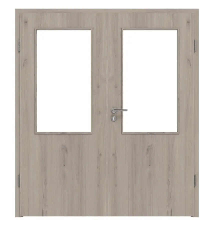 WESTAG drzwi dwuskrzydłowe Sala dąb Ei 443 Portalit CPL z przeszkleniem LA-100 z ościeżnicą