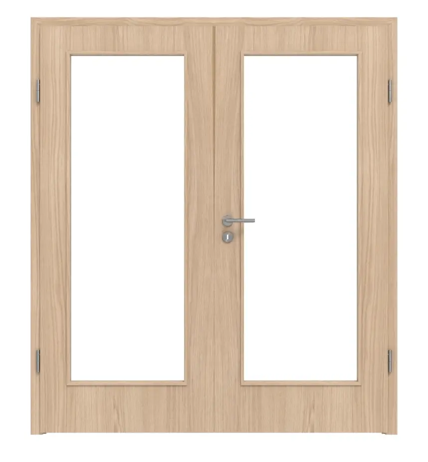 WESTAG drzwi dwuskrzydłowe dąb Eleganzia Ei 342 Portalit CPL z przeszkleniem LA-1000 z ościeżnicą