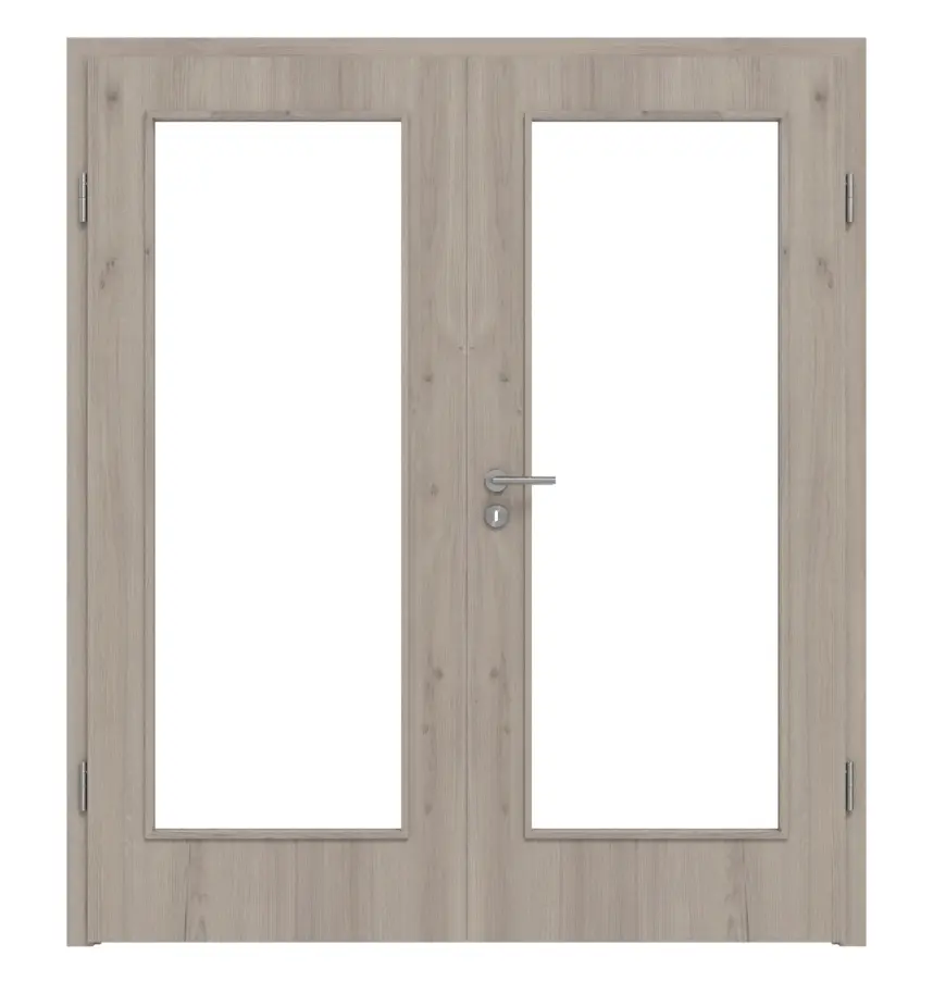 WESTAG drzwi dwuskrzydłowe Sala dąb Ei 443 Portalit CPL z przeszkleniem LA-1000 w zestawie z ościeżnicą