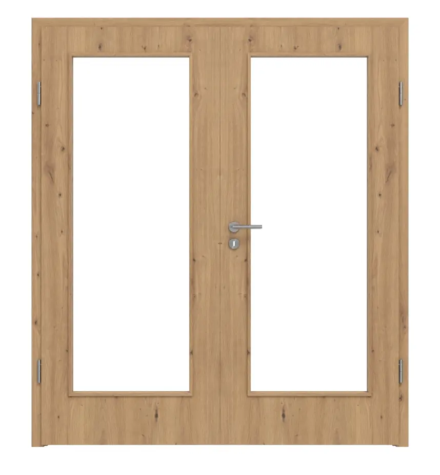 WESTAG drzwi dwuskrzydłowe Artis dąb Ei 793 Portalit CPL z przeszkleniem LA-1000 z ościeżnicą