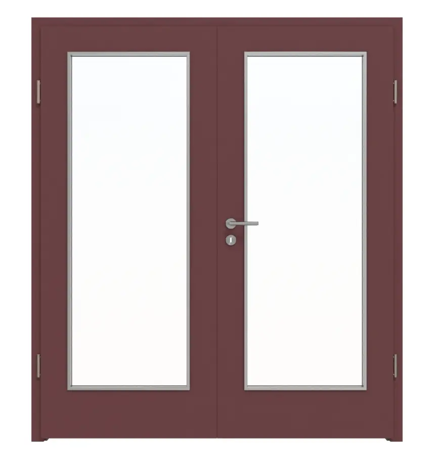 WESTAG drzwi dwuskrzydłowe Rosso Jaipur FX 0751 FENIX NTM z wycięciem na szybę LA-1000 z ościeżnicą