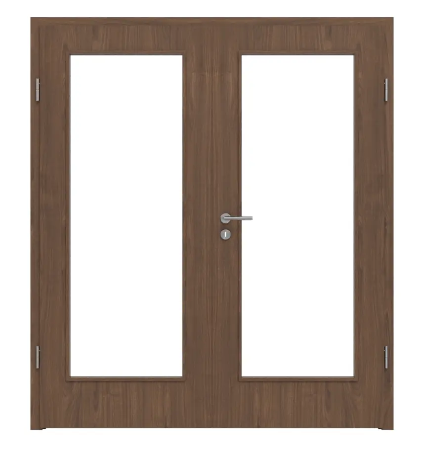 WESTAG drzwi dwuskrzydłowe orzech włoski Trentino NU 717 Portalit CPL z przeszkleniem LA-1000 wraz z ościeżnicą
