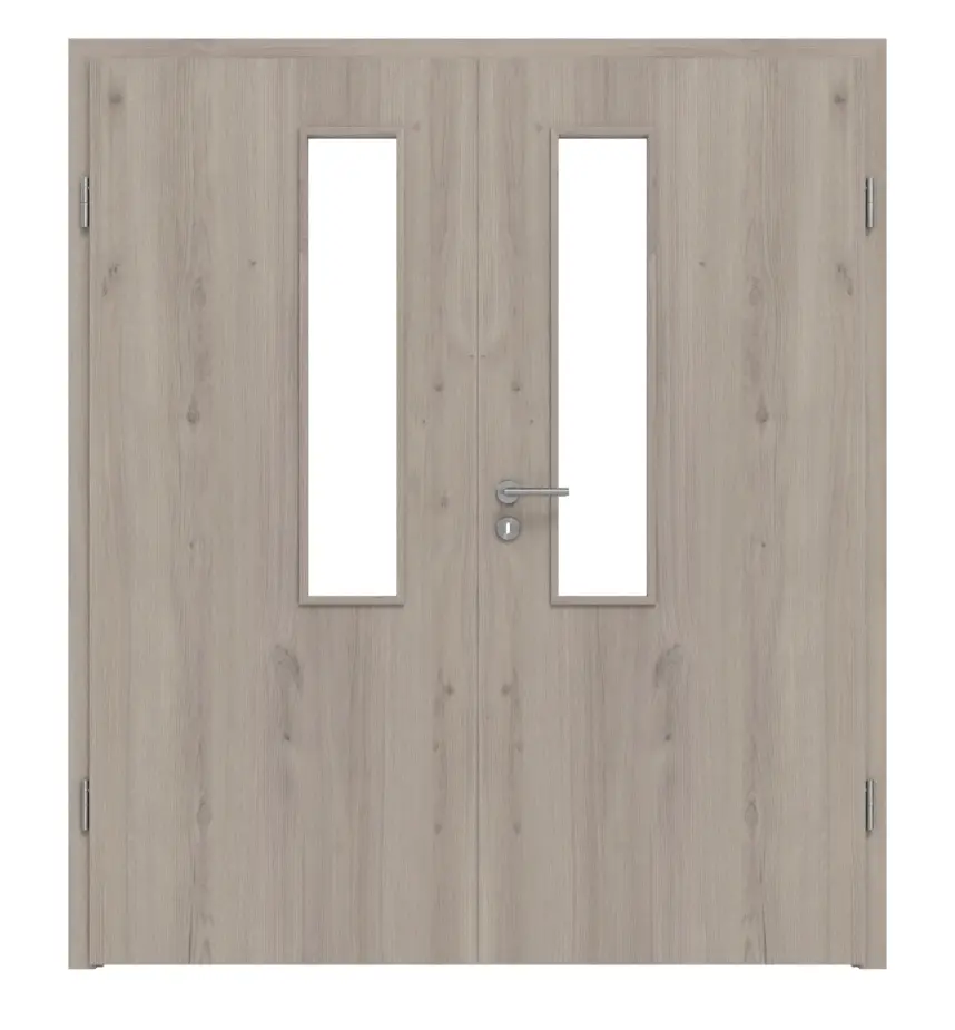 WESTAG drzwi dwuskrzydłowe Sala dąb Ei 443 Portalit CPL z przeszkleniem LA-18-21,5 w zestawie z ościeżnicą