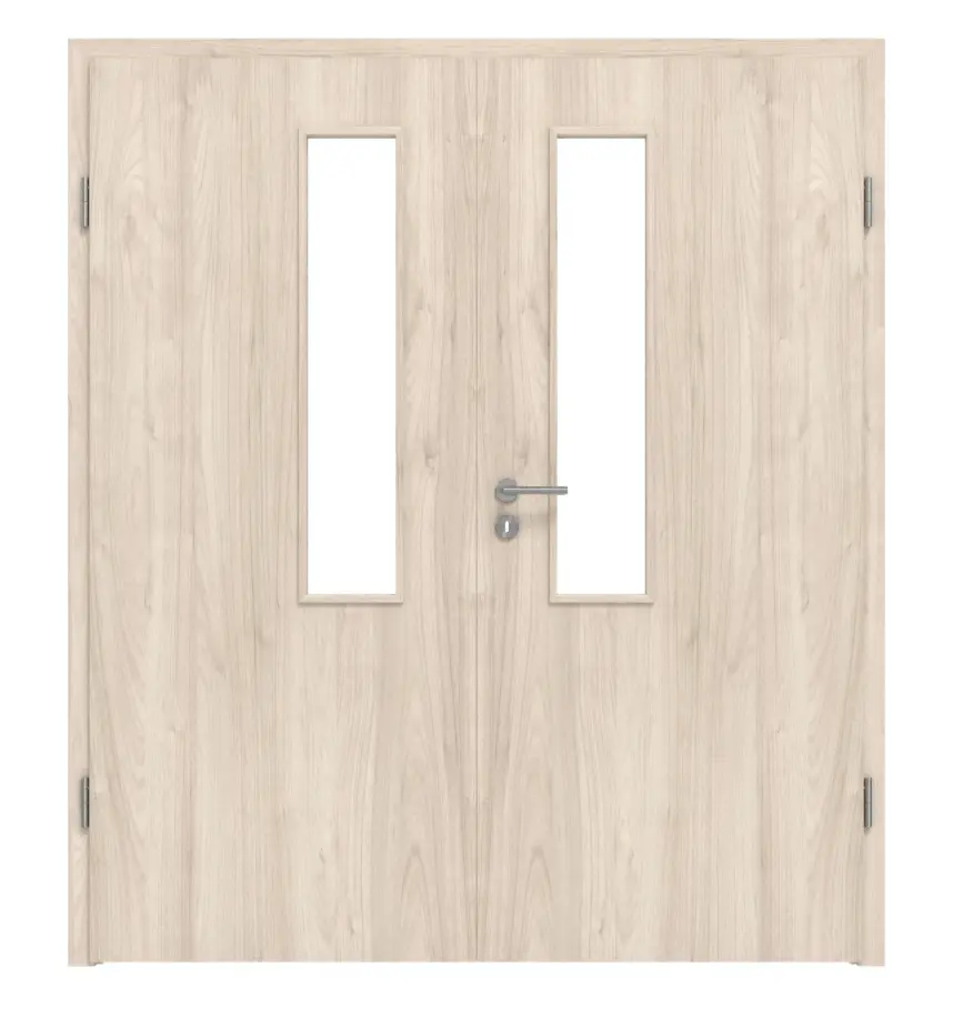 WESTAG drzwi dwuskrzydłowe orzech włoski Embla NU 324 Portalit CPL z przeszkleniem LA-18-21,5 w zestawie z ościeżnicą
