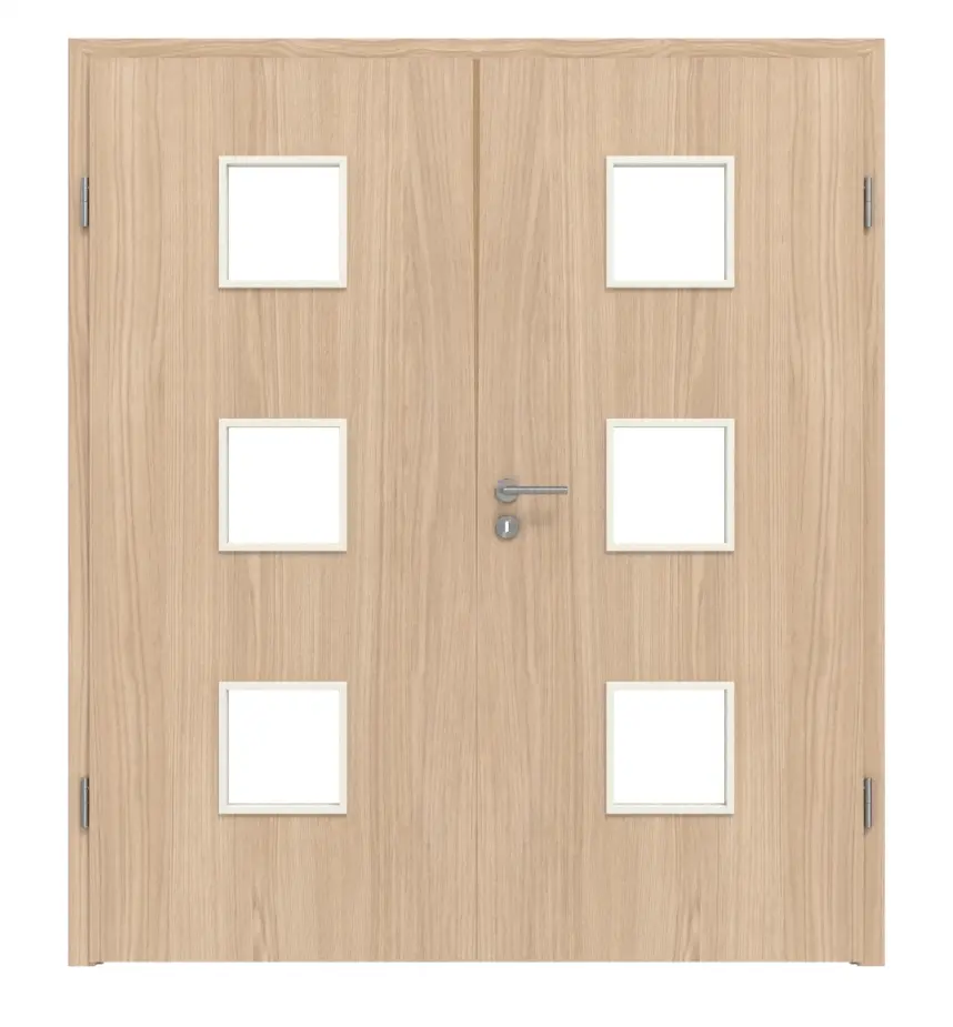 WESTAG drzwi dwuskrzydłowe dąb Eleganzia Ei 342 Portalit CPL z przeszkleniem LA-3 z ościeżnicą