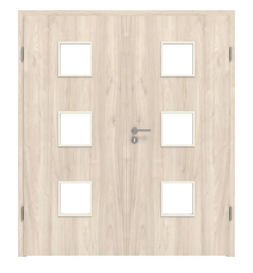 WESTAG drzwi dwuskrzydłowe orzech włoski Embla NU 324 Portalit CPL z przeszkleniem LA-3 wraz z ościeżnicą