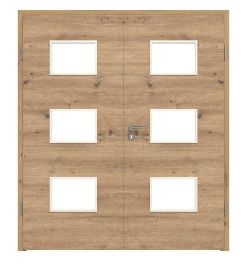 WESTAG drzwi dwuskrzydłowe Artis dąb Cross EiC 793 Portalit CPL z przeszkleniem LA-3Q z ościeżnicą