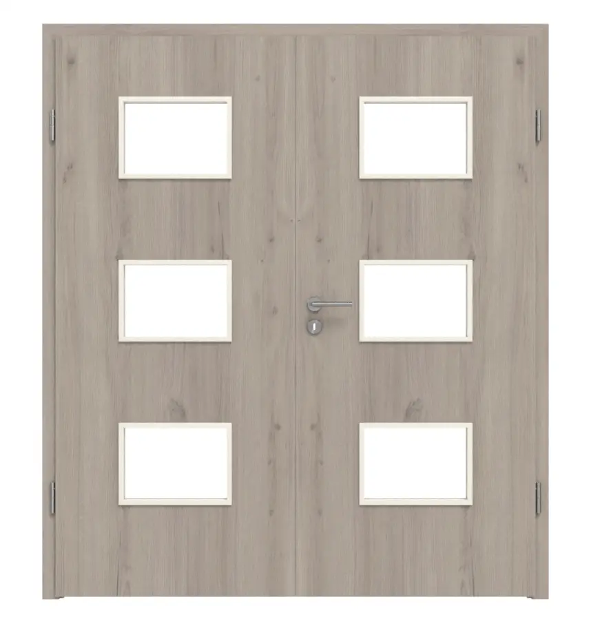 WESTAG drzwi dwuskrzydłowe Sala dąb Ei 443 Portalit CPL z przeszkleniem LA-3Q w tym ościeżnica