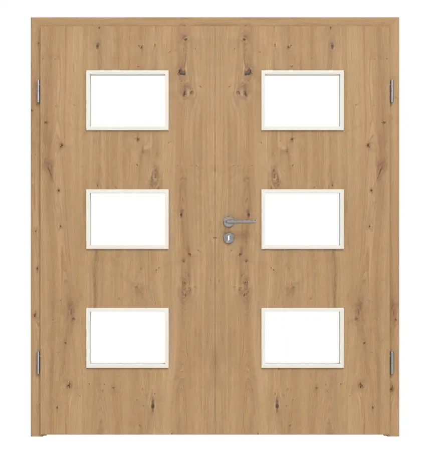 WESTAG drzwi dwuskrzydłowe Artis dąb Ei 793 Portalit CPL z przeszkleniem LA-3Q z ościeżnicą