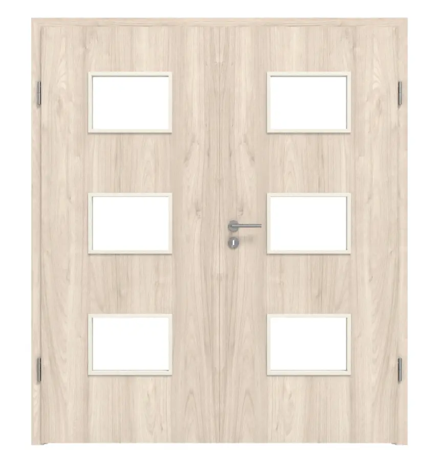 WESTAG drzwi dwuskrzydłowe orzech włoski Embla NU 324 Portalit CPL z przeszkleniem LA-3Q z ościeżnicą