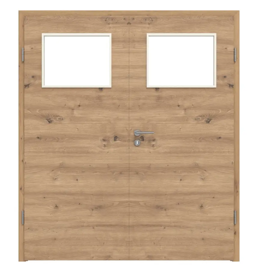 WESTAG drzwi dwuskrzydłowe Artis dąb Cross EiC 793 Portalit CPL z przeszkleniem LA-40 w zestawie z ościeżnicą