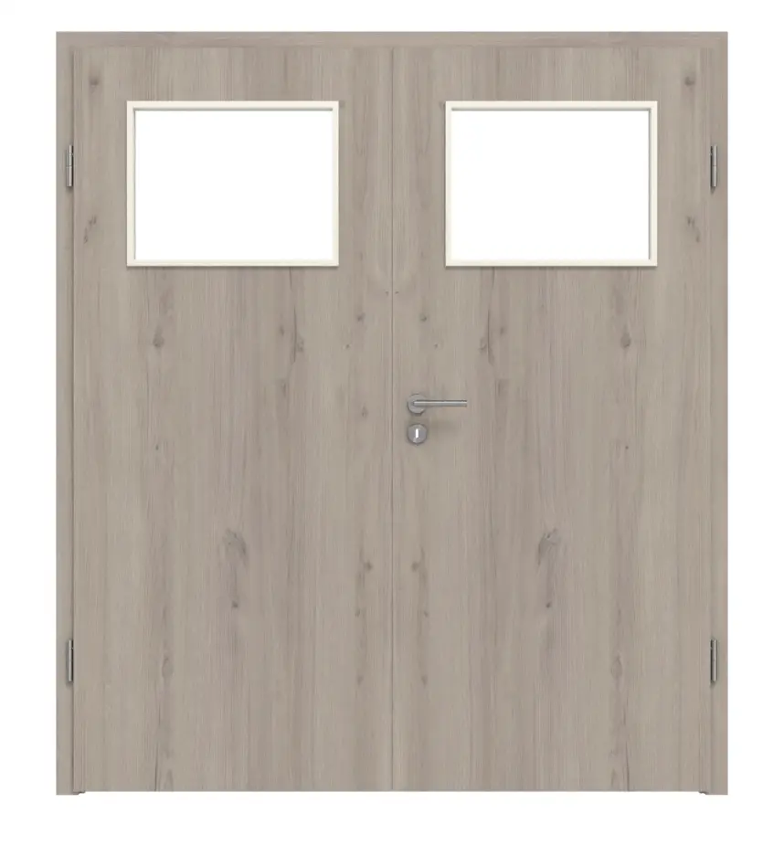 WESTAG drzwi dwuskrzydłowe Sala dąb Ei 443 Portalit CPL z przeszkleniem LA-40 z ościeżnicą