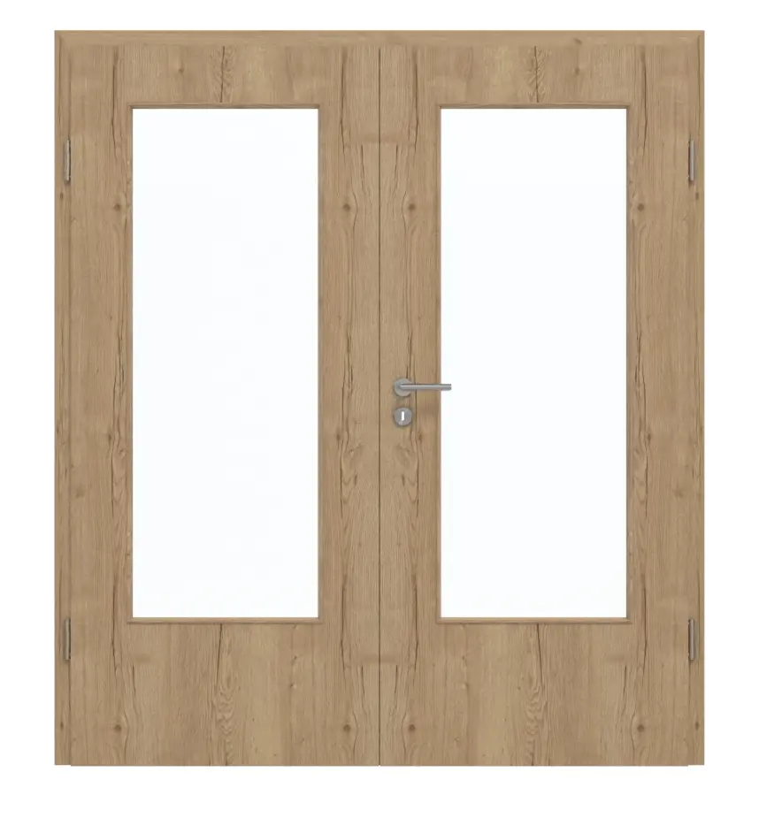 GARANT drzwi 2-skrzydłowe wraz z ościeżnicą Authentic dąb szczelinowy CePaL z przeszkleniem LA-DIN