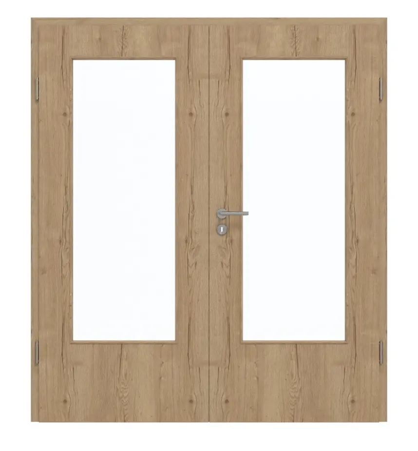 GARANT drzwi dwuskrzydłowe z ościeżnicą Authentic dąb szczelinowy GCK08 z przeszkleniem LA-DIN