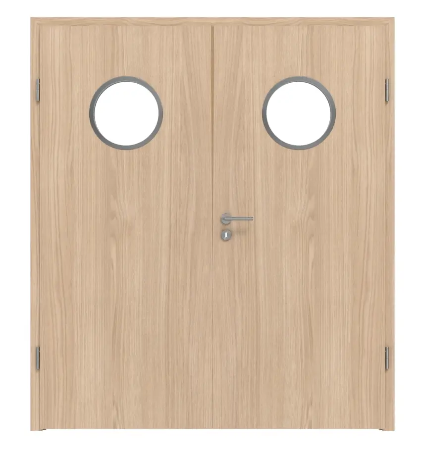 WESTAG drzwi dwuskrzydłowe dąb Eleganzia Ei 342 Portalit CPL z przeszkleniem bulaj LA-KR 350 z ościeżnicą