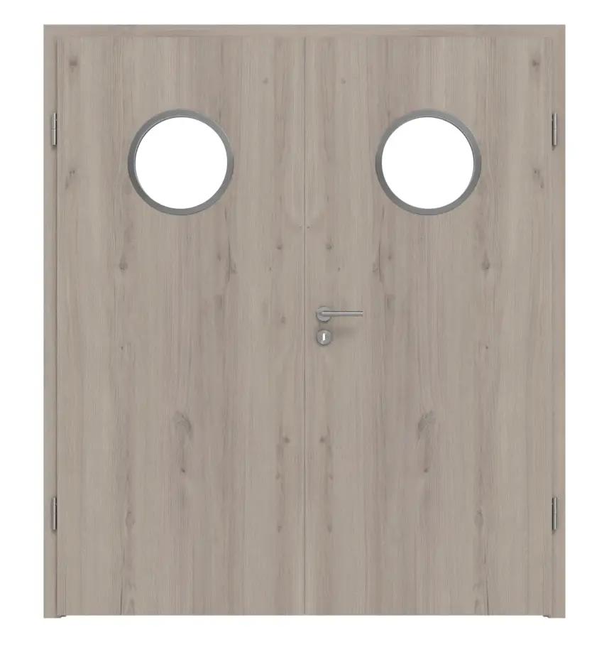 WESTAG drzwi dwuskrzydłowe Sala dąb Ei 443 Portalit CPL z przeszkleniem bulaj LA-KR 350 wraz z ościeżnicą