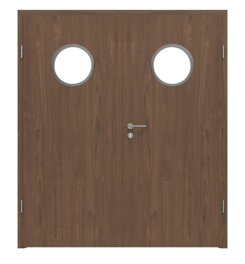 WESTAG drzwi dwuskrzydłowe orzech włoski Trentino NU 717 Portalit CPL z przeszkleniem bulaj LA-KR 350 z ościeżnicą