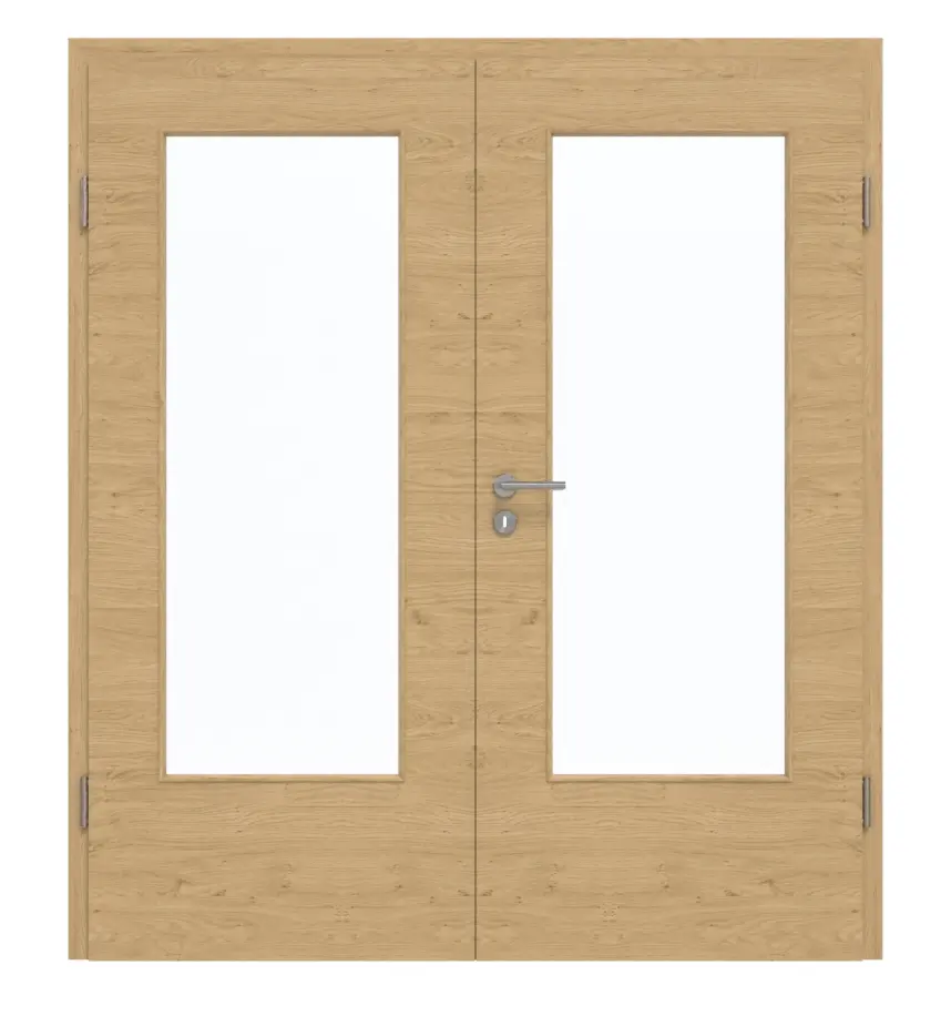 GARANT Drzwi dwuskrzydłowe z ościeżnicą, authentic dąb sękaty, układ poprzeczny, CePaL, z przeszkleniem LA-DIN