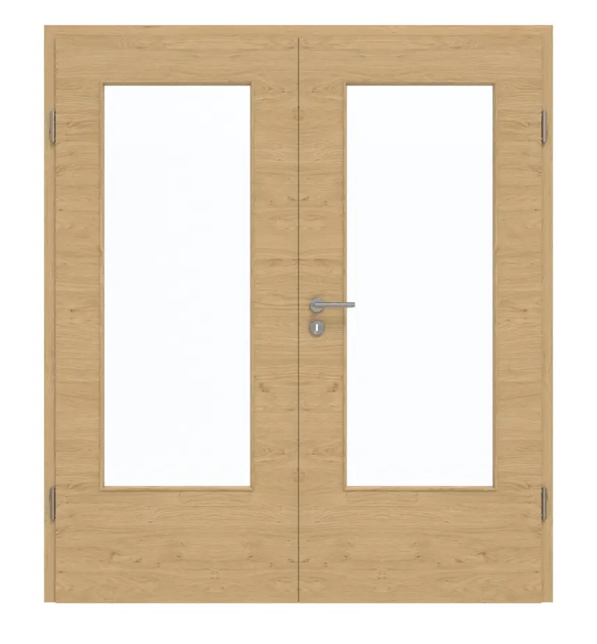 GARANT Drzwi dwuskrzydłowe z ościeżnicą, authentic dąb sękaty, układ poprzeczny, GCK08, z przeszkleniem LA-DIN