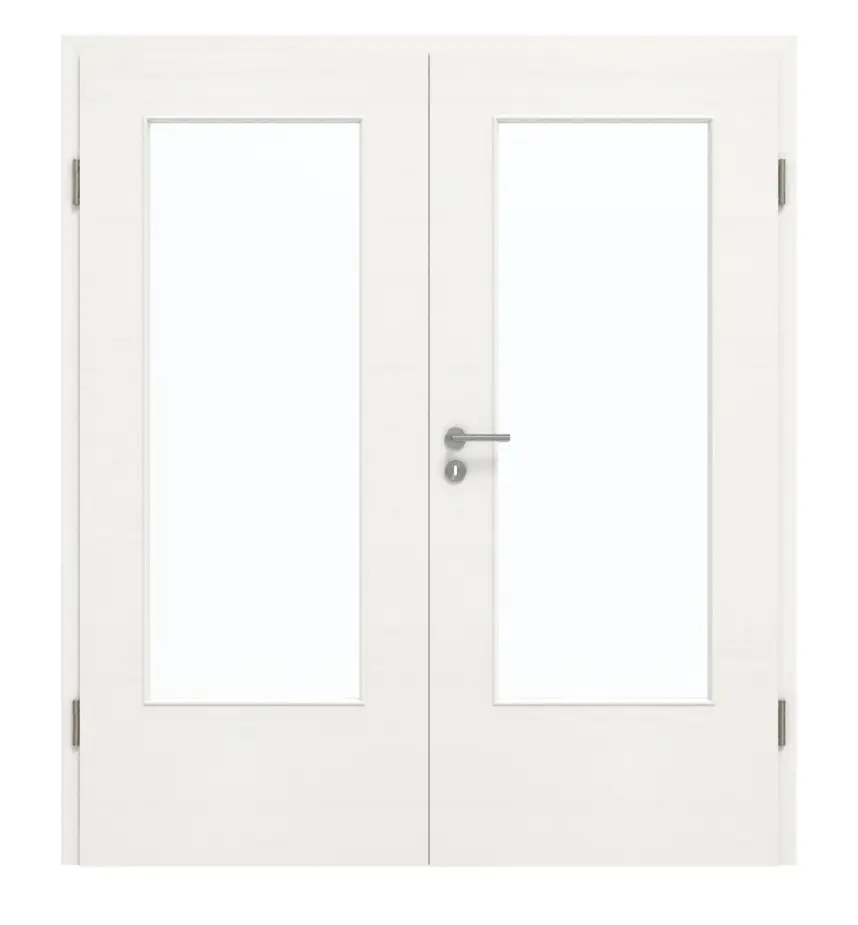 GARANT Drzwi dwuskrzydłowe z ościeżnicą Quer Authentic Bianco CePaL z przeszkleniem LA-DIN