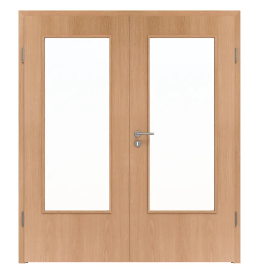Widok frontowy drzwi dwuskrzydłowych buk blumig BU 88 LA-DIN PortaLit w zestawie z ościeżnicą - Westag