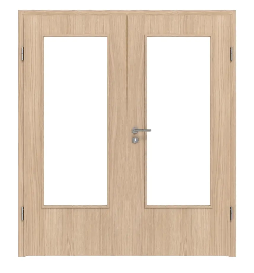 WESTAG drzwi dwuskrzydłowe dąb Eleganzia Ei 342 Portalit CPL z przeszkleniem LA-DIN wraz z ościeżnicą