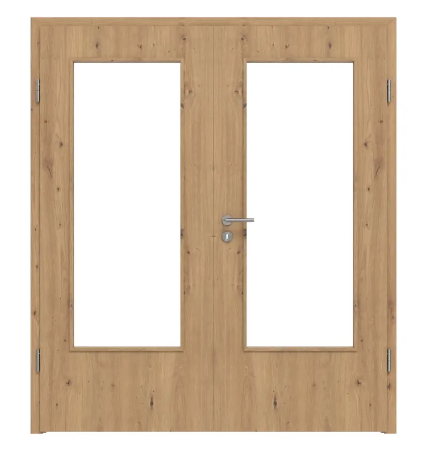 WESTAG drzwi dwuskrzydłowe Artis dąb Ei 793 Portalit CPL z przeszkleniem LA-DIN z ościeżnicą