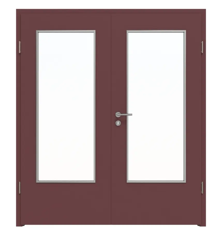 WESTAG drzwi dwuskrzydłowe Rosso Jaipur FX 0751 FENIX NTM z przeszkleniem LA-DIN w zestawie z ościeżnicą