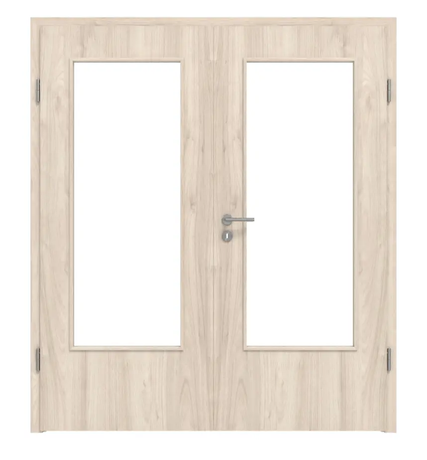 WESTAG drzwi dwuskrzydłowe orzech włoski Embla NU 324 Portalit CPL z przeszkleniem LA-DIN wraz z ościeżnicą