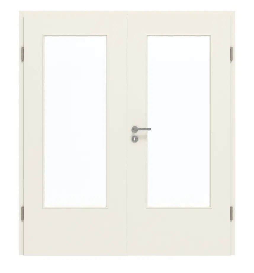 GARANT drzwi dwuskrzydłowe z ościeżnicą biały lakier 9010 GHK08 z przeszkleniem LA-DIN