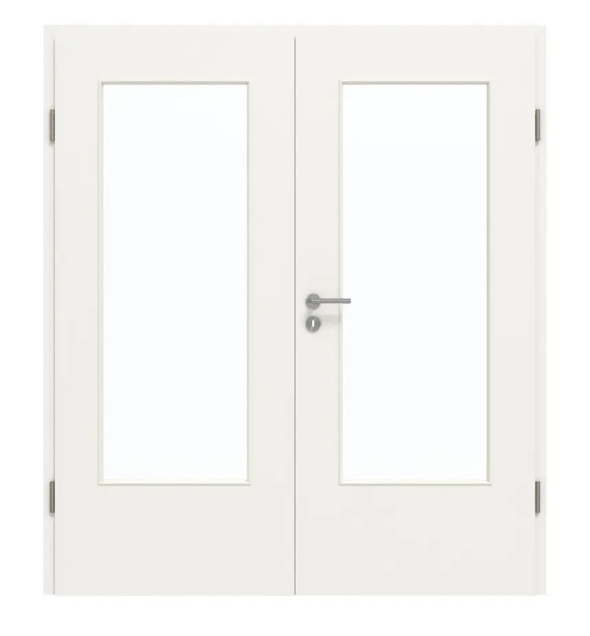 GARANT Drzwi podwójne z ościeżnicą białym lakierem 9016 GHK08 z przeszkleniem LA-DIN