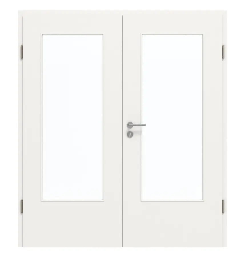 GARANT Drzwi podwójne z ościeżnicą lakier białym 9016 z przeszkleniem LA-DIN