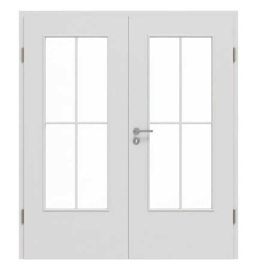 GARANT drzwi dwuskrzydłowe wraz z ościeżnicą 0160-60 Silver Grey CePaL z przeszkleniem LA-DIN Sprosse SP0