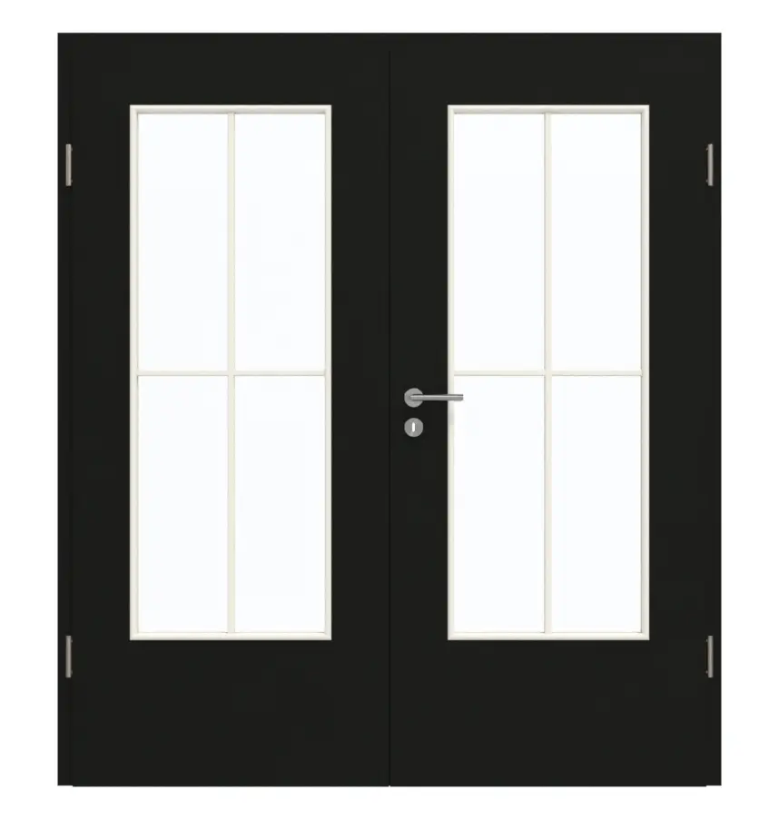 GARANT drzwi dwuskrzydłowe z ościeżnicą 0901-60 Black Resopal z przeszkleniem LA-DIN i szprosem SP0