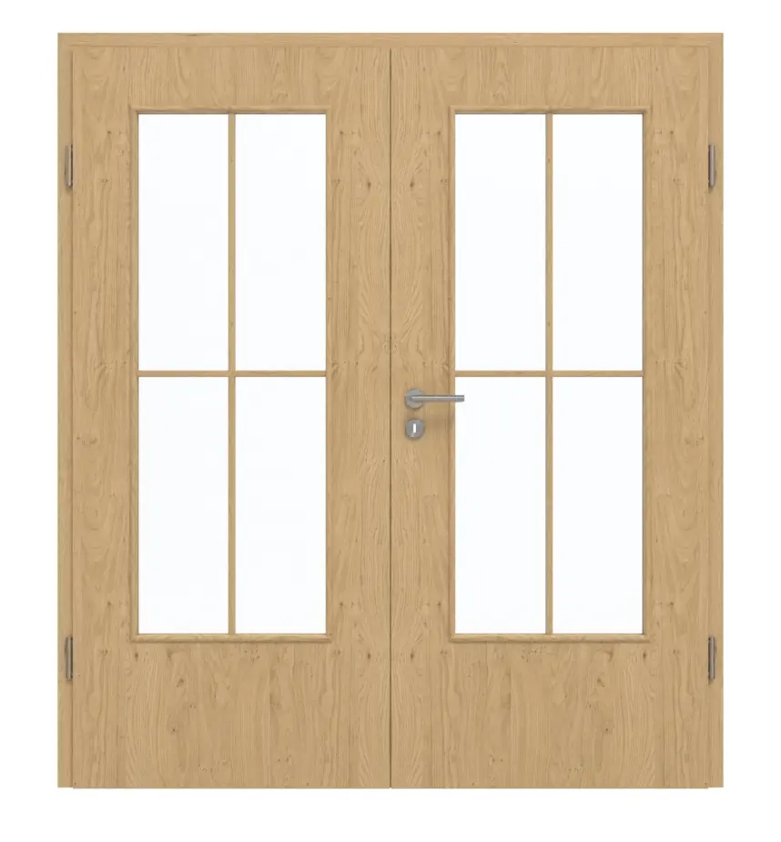 GARANT drzwi dwuskrzydłowe wraz z ościeżnicą Authentic dąb sękaty GCK08 z przeszkleniem LA-DIN szpros SP0