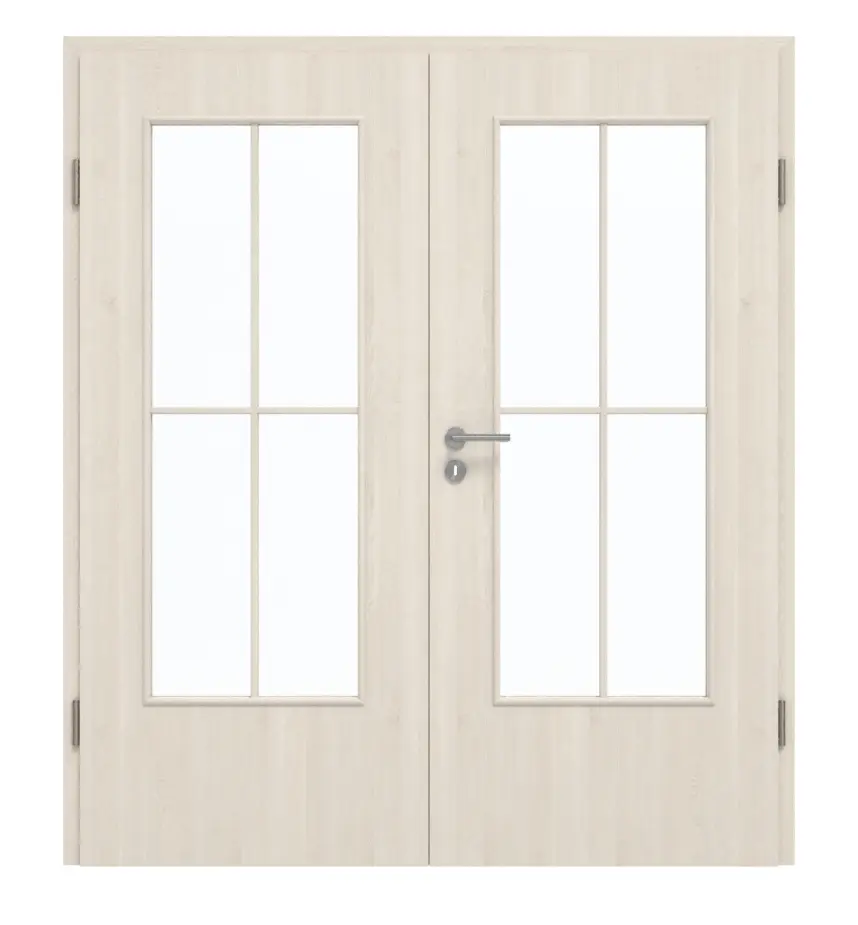 GARANT drzwi dwuskrzydłowe z ościeżnicą Authentic perła GCK08 z przeszkleniem LA-DIN szpros SP0