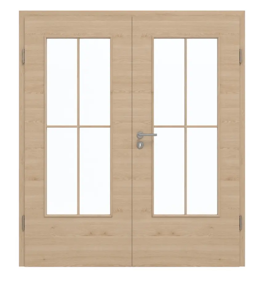 GARANT Drzwi podwójne wraz z ościeżnicą układ poprzeczny Authentic Achat CePaL z przeszkleniem LA-DIN szprosy SP0