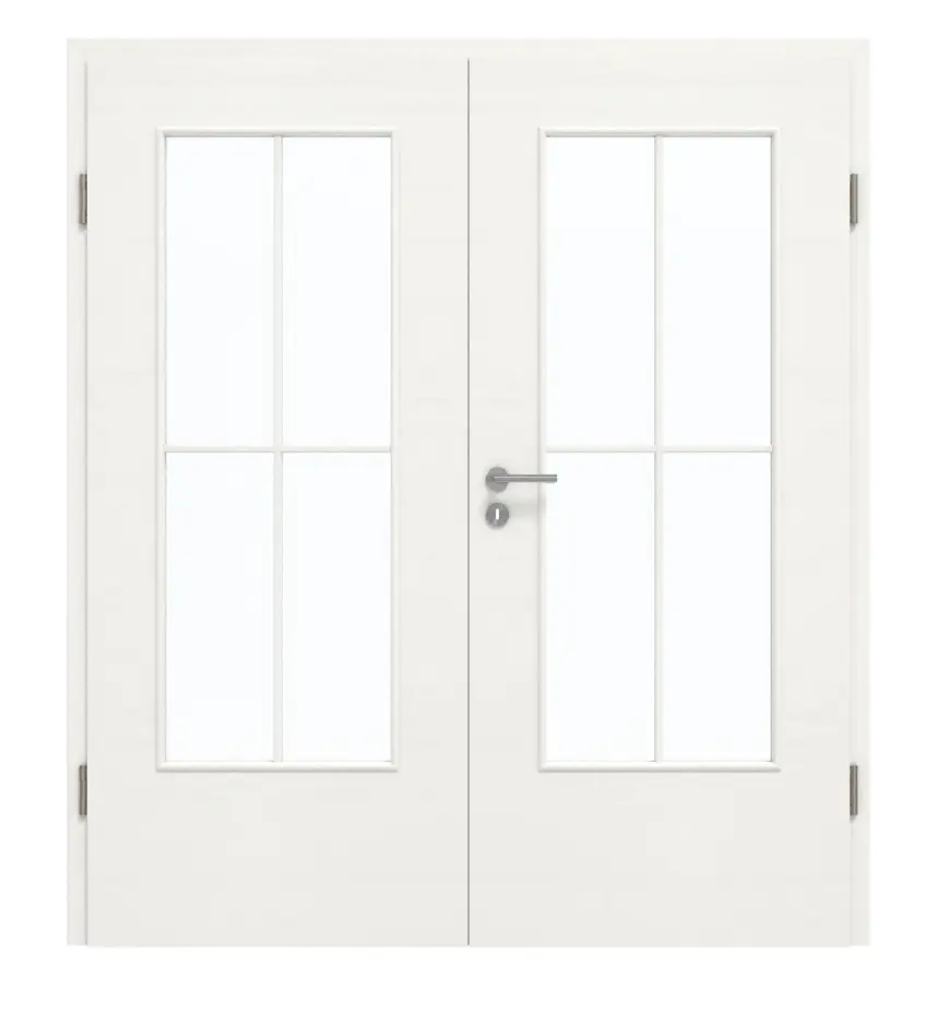 GARANT Drzwi dwuskrzydłowe z ościeżnicą Quer Authentic Bianco CePaL z przeszkleniem LA-DIN, szpros SP0