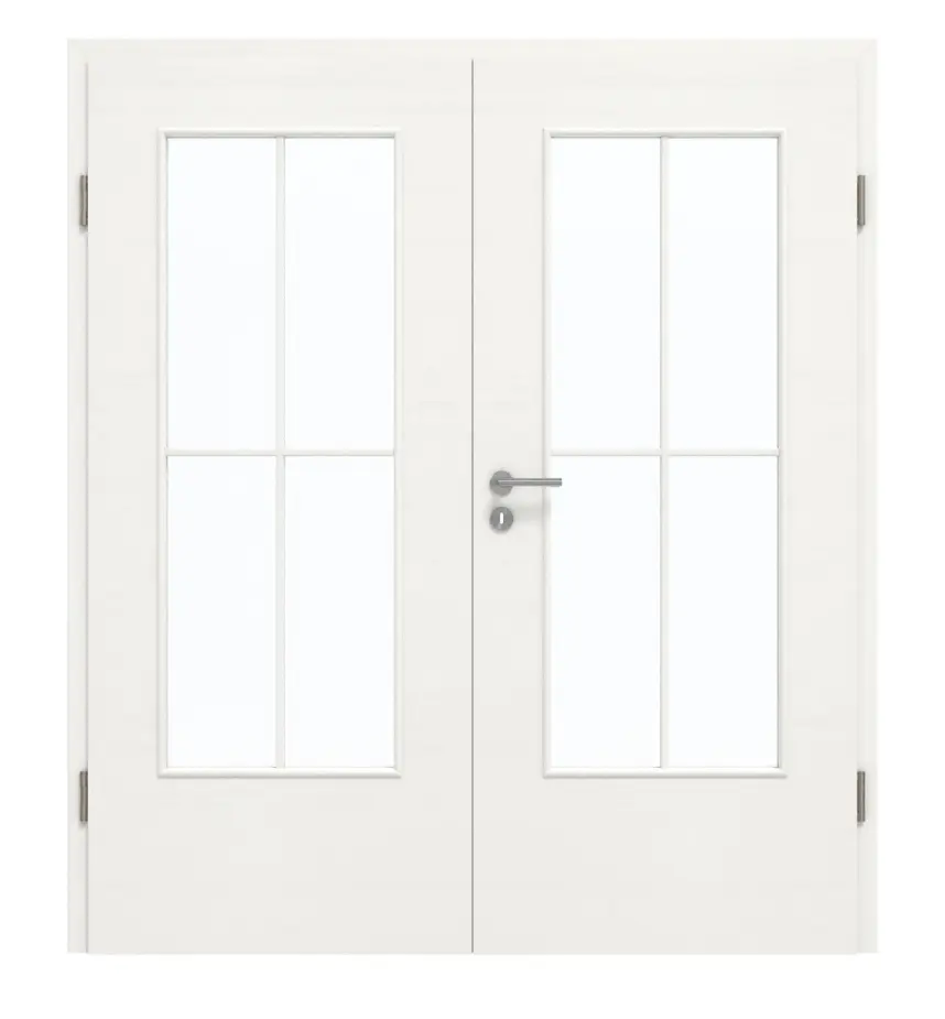 GARANT drzwi dwuskrzydłowe z ościeżnicą wzdłuż Authentic Bianco GCK08 z przeszkleniem LA-DIN szprosem SP0